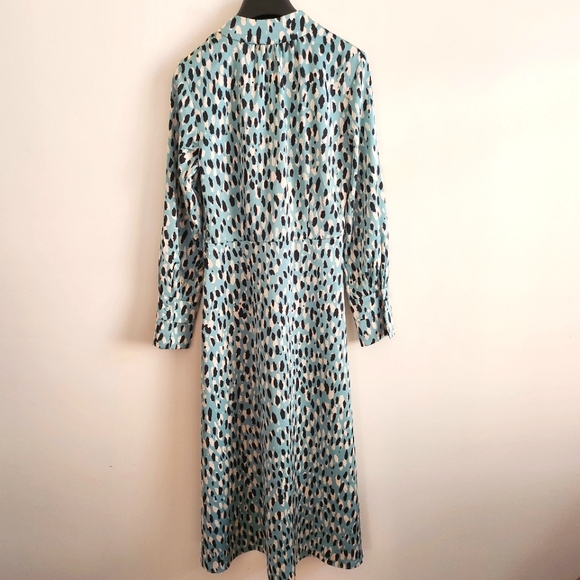H&M NWT XXS mint green long sleeve dress, midi, white and black polka do… - Picture 3 of 12